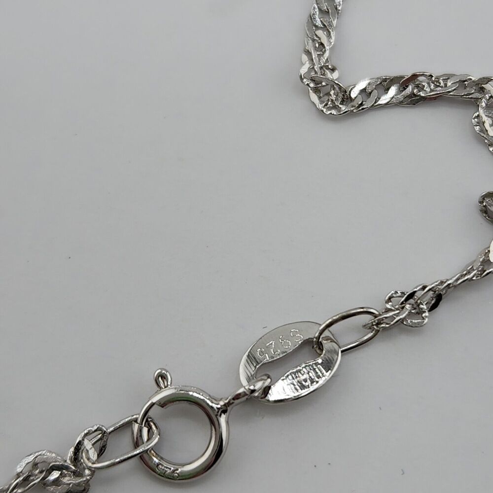 Sterling Silver Plated CZ Heart Pendant, Sterling Silver Chain Necklace 18" - Picture 6 of 7